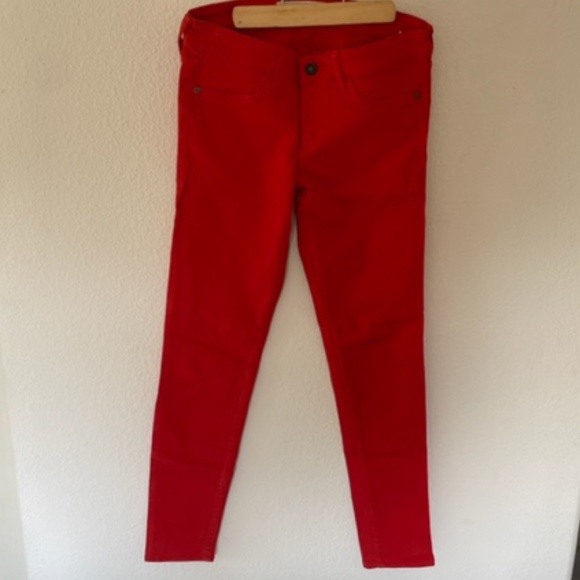 Abercrombie & Fitch | Y2K Vintage Neon Red/Orange Low-Rise Skinny Jeans, Size 0R - Picture 2 of 13